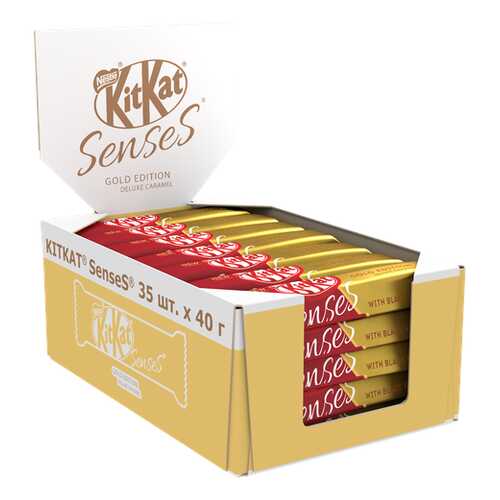 Белый шоколад KITKAT SENSES GOLD EDITION. DELUXE CARAMEL и молочный с вафлей 35шт по 40 г в Роснефть